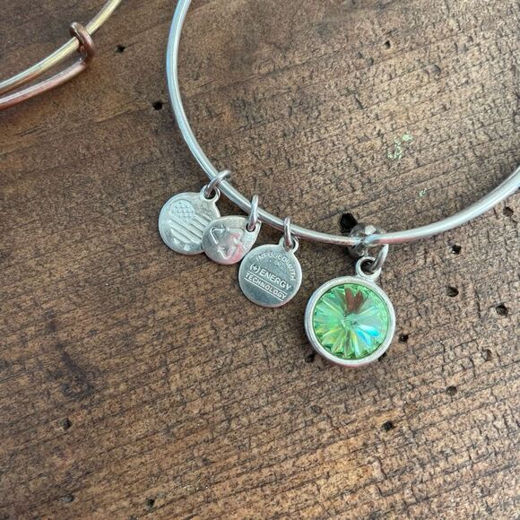 2 Alex and Ani United States NAVY Charm Bangle Bracelet Rafaelian Gold Silver - Picture 3 of 8